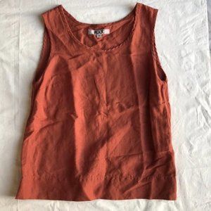 FLAX Linen Rust Burnt Orange Sleeveless Top Small